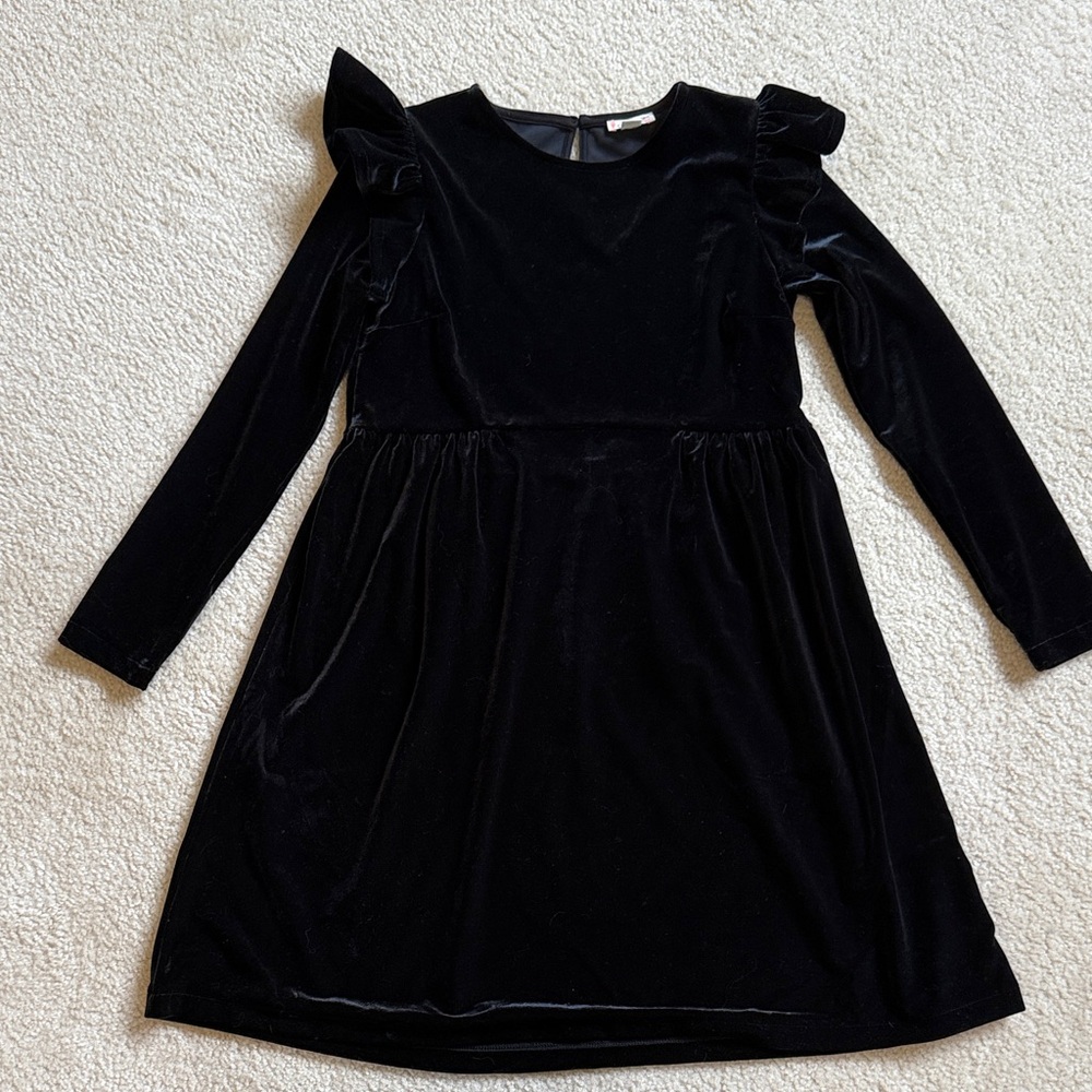 J. Crew Kids Formal Black Velvet Dress with Ruffles